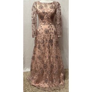 Pink Floral Embroidered Gown